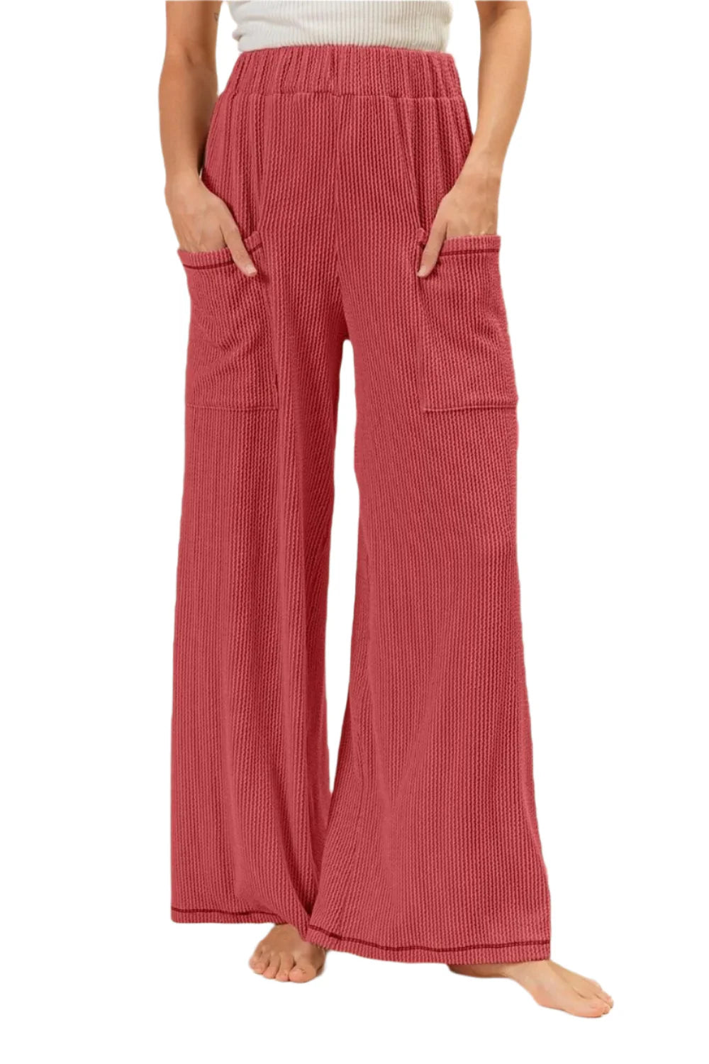 BiBi 2tone Cord Rib Waist Band Side Pocket Pants
