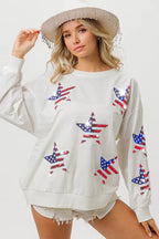 BiBi American Flag Sequin Star Sweatshirt