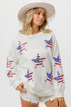 BiBi American Flag Sequin Star Sweatshirt