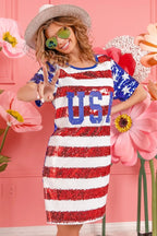 BiBi American Flag Theme Usa Print Sequin Dress