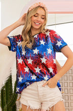 BiBi American Theme Star Pattern Sequin Top