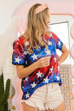 BiBi American Theme Star Pattern Sequin Top
