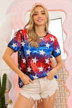 BiBi American Theme Star Pattern Sequin Top