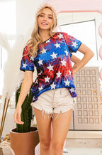 BiBi American Theme Star Pattern Sequin Top