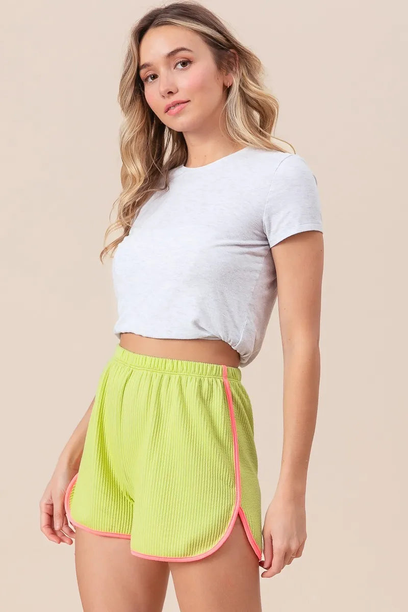 BiBi Cord Rib with Band Side Slit Shorts