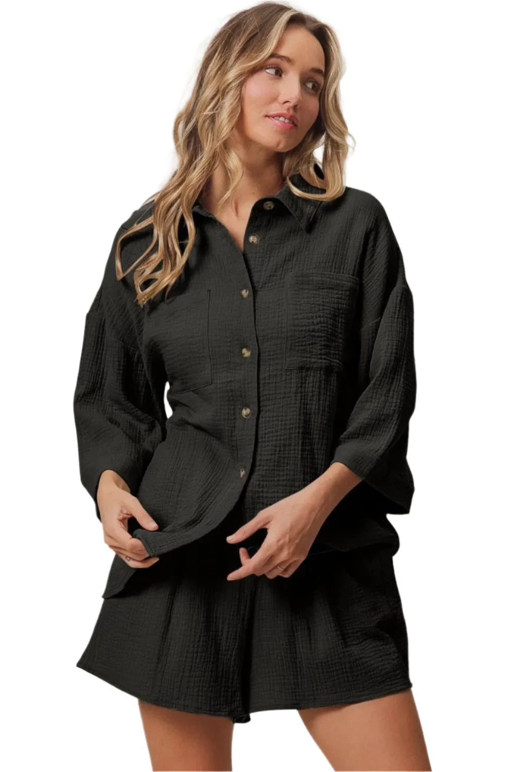 BiBi Crinkle Gauze Shirt and Short Set