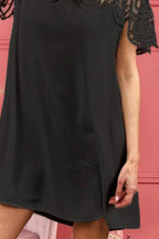 BiBi Crochet Lace Yoke Detailed Wrinkled Dress