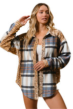 BiBi Curved Hem Sequin Plaid Button Up Shacket