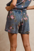 BiBi Floral Print Denim Shorts – Casual Pocket Jean Shorts for Women