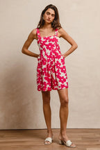 BiBi Floral Print Short Overalls – Tuck Detail Romper with Pockets for Women