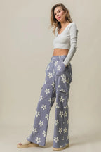 BiBi Flower Printed Side Pocket Wide Pants