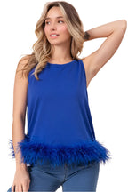 BiBi French Terry Faux Feather Bottom Back Tied Top
