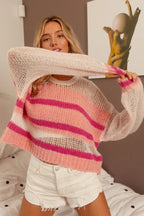 BiBi Hollow Out Yoke Striped Sweater – Chic & Cozy Knitwear