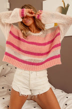BiBi Hollow Out Yoke Striped Sweater – Chic & Cozy Knitwear