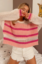 BiBi Hollow Out Yoke Striped Sweater – Chic & Cozy Knitwear