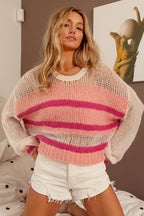 BiBi Hollow Out Yoke Striped Sweater – Chic & Cozy Knitwear
