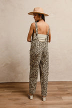 BiBi Leopard Print Jumpsuit – U Neck & Adjustable Straps for Perfect Fit