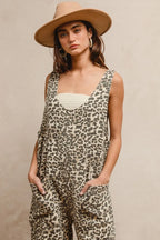 BiBi Leopard Print Jumpsuit – U Neck & Adjustable Straps for Perfect Fit