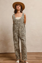 BiBi Leopard Print Jumpsuit – U Neck & Adjustable Straps for Perfect Fit