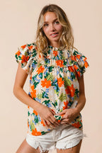 BiBi Multi Color Floral Print Woven Top