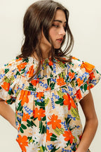 BiBi Multi Color Floral Print Woven Top