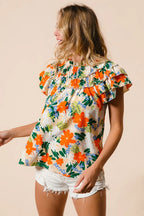 BiBi Multi Color Floral Print Woven Top