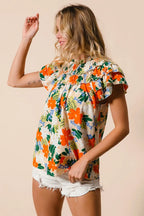 BiBi Multi Color Floral Print Woven Top