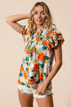 BiBi Multi Color Floral Print Woven Top