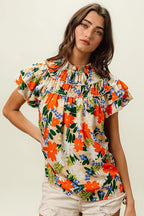 BiBi Multi Color Floral Print Woven Top