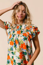 BiBi Multi Color Floral Print Woven Top