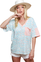 BiBi Multi Color Leopard Printed French Terry T-Shirt