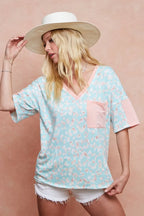 BiBi Multi Color Leopard Printed French Terry T-Shirt