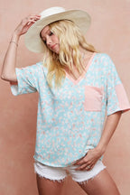 BiBi Multi Color Leopard Printed French Terry T-Shirt