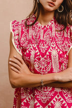 BiBi Printed Ruffle Sleeve Top Flowy Feminine Everyday Chic