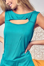 BiBi Rayon Span Knit With Cut Out Front Sleeveless Top