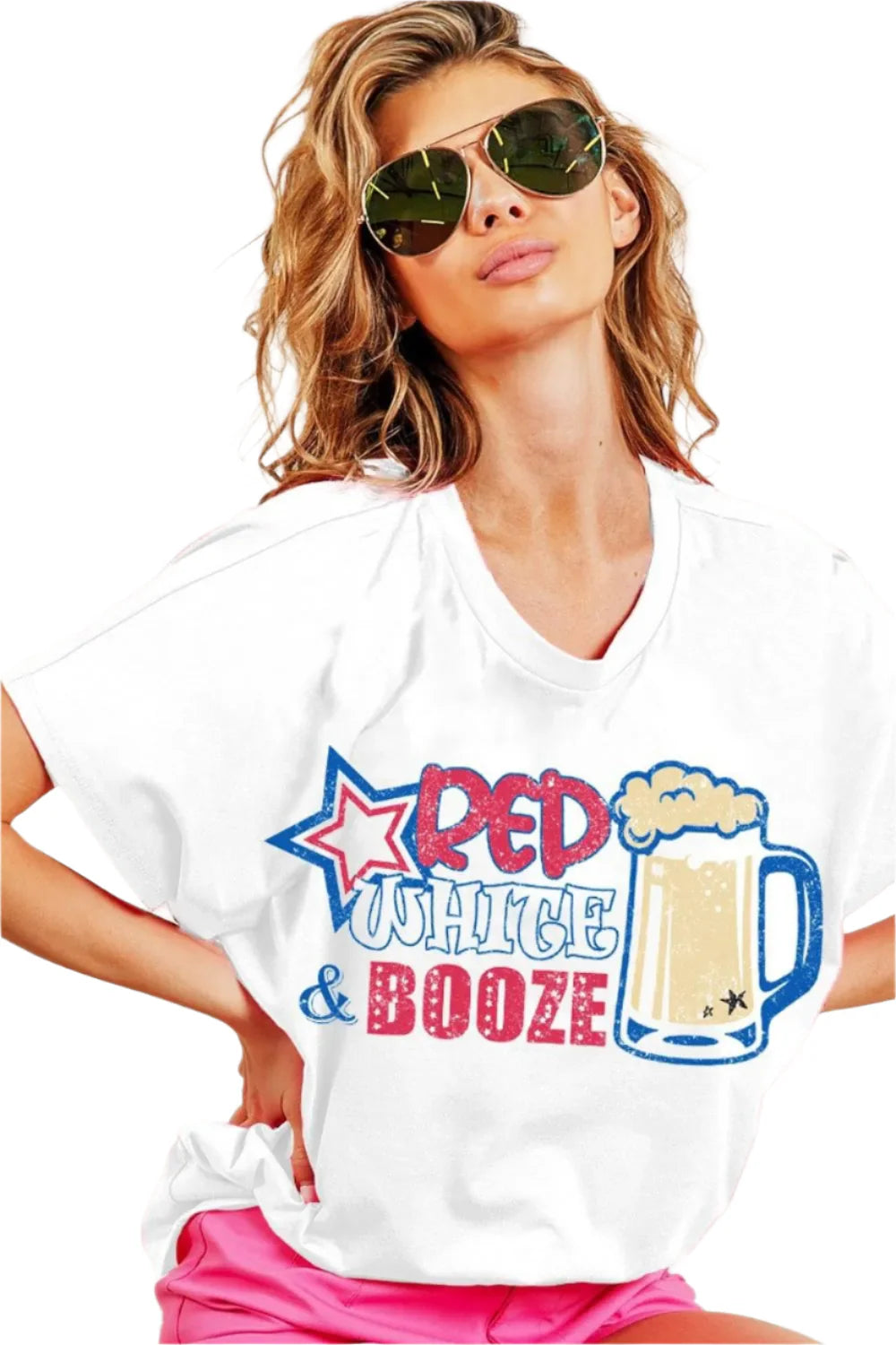 BiBi Red White and Booze Graphic Jersey Top