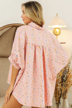 BiBi Sequin Striped Short Dolman Sleeve Blouse