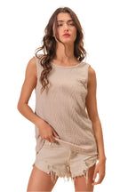 BiBi Textured Sweather Knit Twist Back Sleeveless Top
