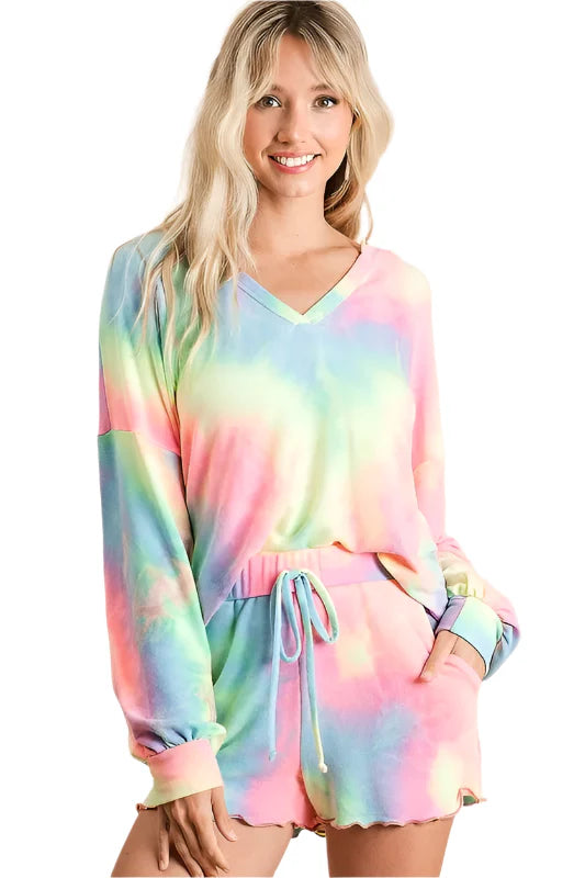 BiBi Tie Dye French Terry Top and Shorts Set