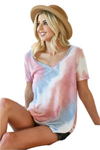 BiBi Tie Dye French Terry V Neck Top