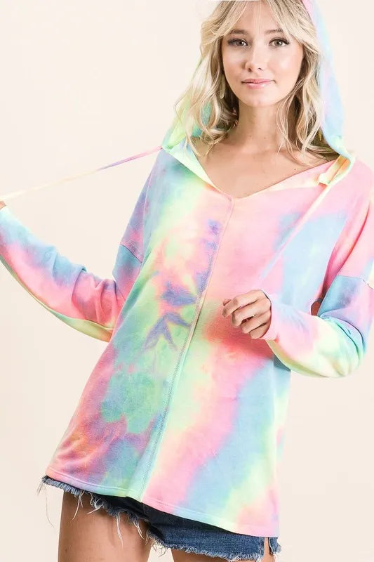 BiBi Tie Dye Terry Long Sleeve Hoodie