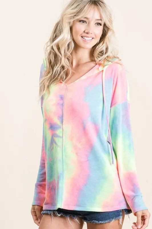 BiBi Tie Dye Terry Long Sleeve Hoodie