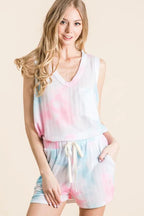 BiBi Tie Dye Textured Knit Top and Shorts Set