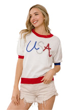 BiBi USA Metallic Letter Color Block Knit Top