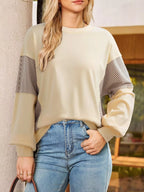 Striped Round Neck Long Sleeve Sweatshirt – Casual Cozy Style