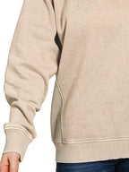 Zenana Acid Washed Fleece Sweatshirt – Soft Comfort with Side Rib Detail
