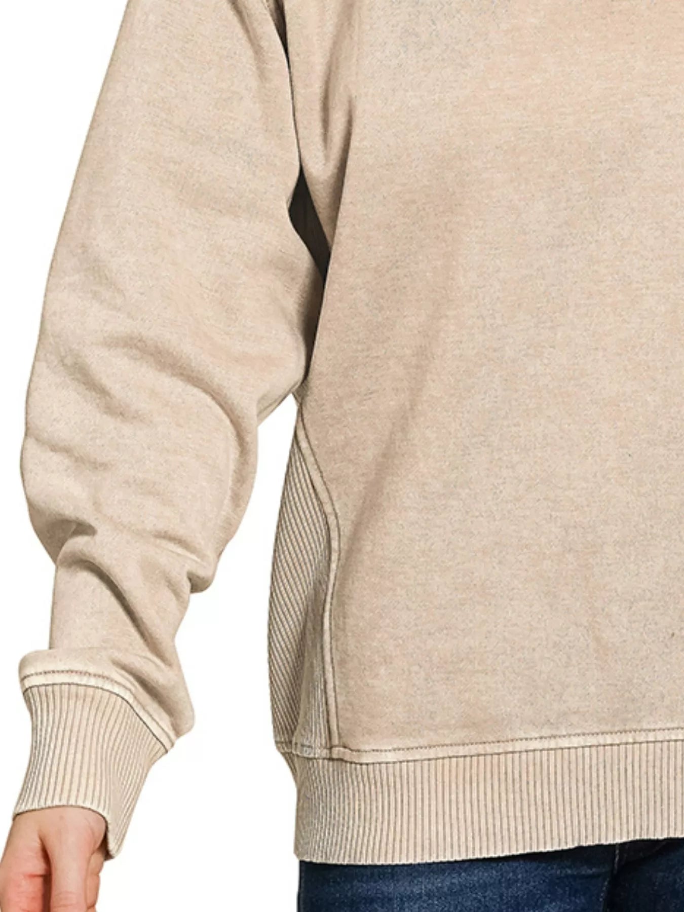 Zenana Acid Washed Fleece Sweatshirt – Soft Comfort with Side Rib Detail