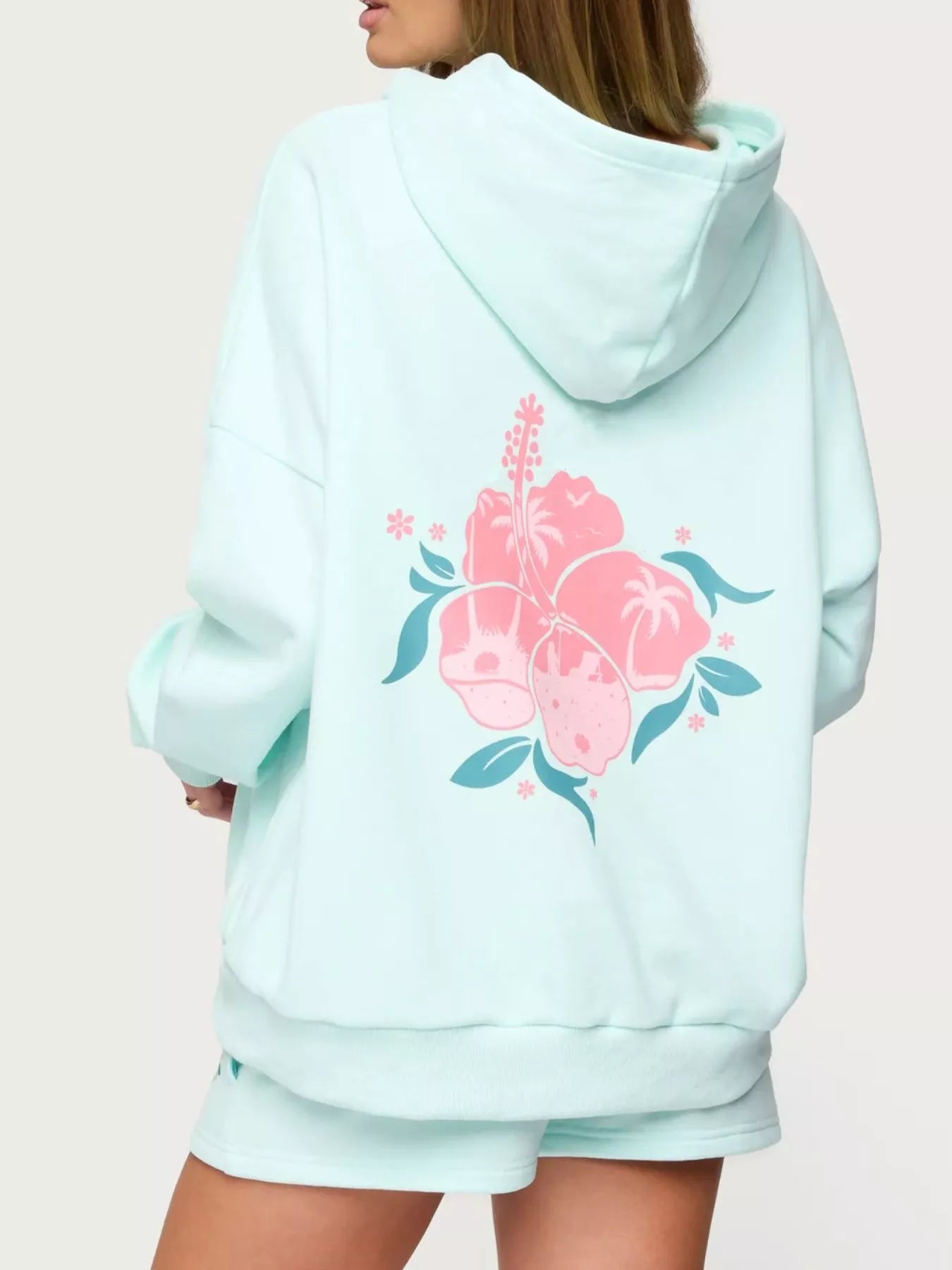 Drop Shoulder Graphic Hoodie with Kangaroo Pocket – Trendy Casual