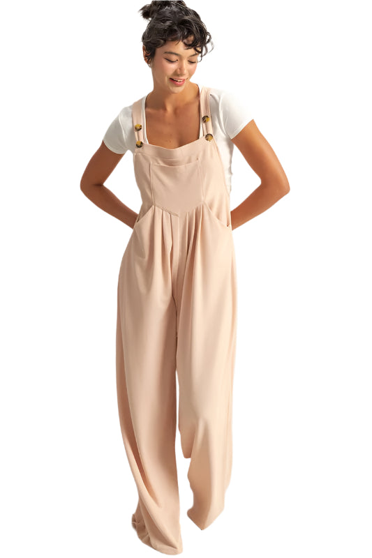 HYFVE Pleated Detail Front Pocket Wide Strap Overalls