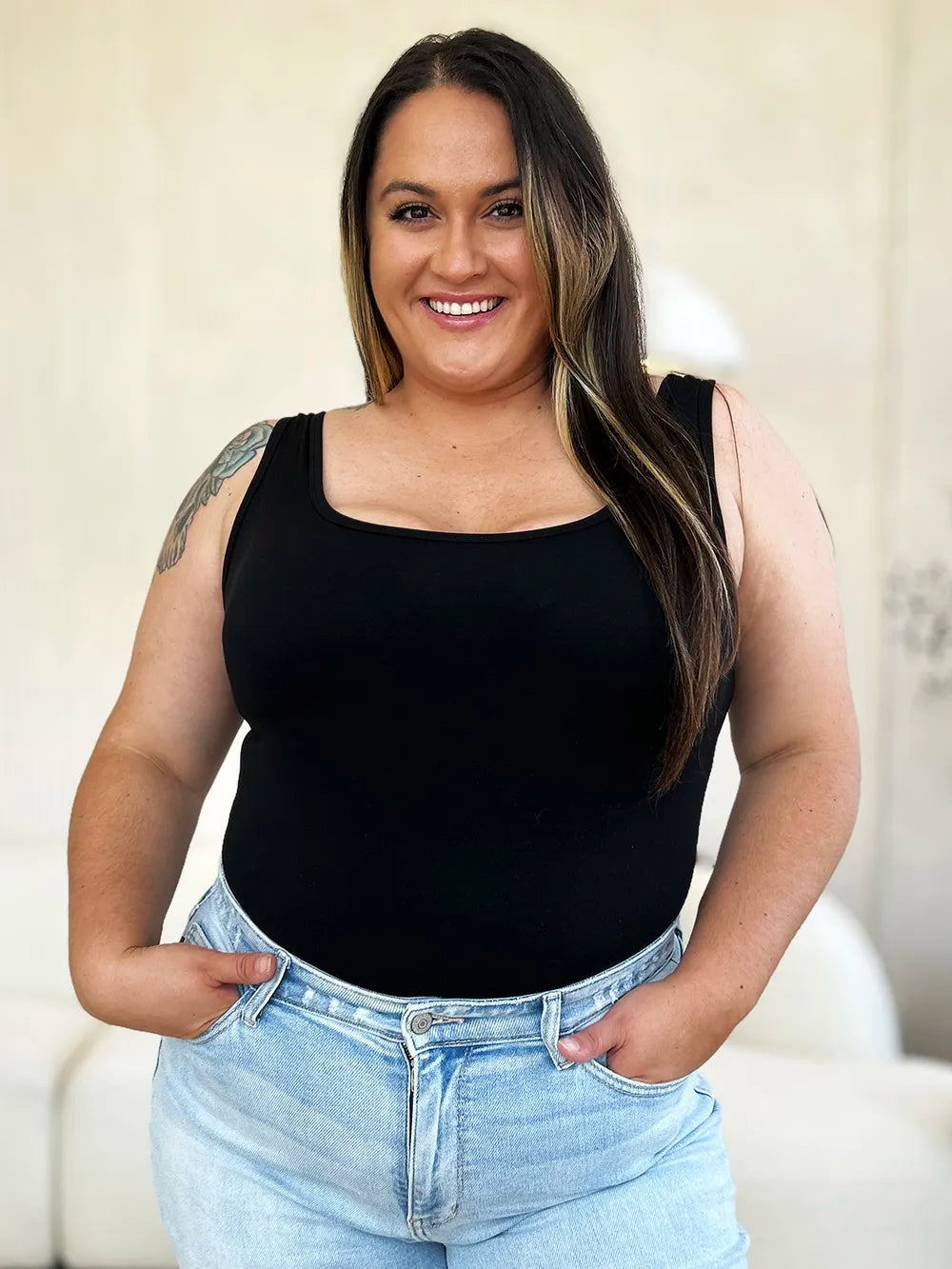 Square Neck Sleeveless Bodysuit – Sleek, Flattering & Versatile